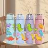1PC Colorful Dinosaur Kid Cartoon Pattern 750ml Color Plastic Sports Water Bottle Leakproof Flip Straw Lid Suitable for Sports Office Home Use