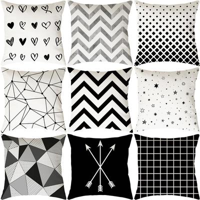 Geometric Stripe Print Pillow Cover Modern Simple Car Back Cushion Black and White Pillow