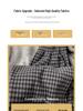 Women's High-Waisted Black & Gray Plaid Wide-Leg Pants - Slimming Casual Fit, Autumn/Winter Collection, Petite Size, Plus Velvet.