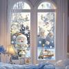 9 st Återanvändbara Jul Fönsterstickers - Vita & Gyllene Snöflinga, Jultomte, Ren, och Träd Design, Statisk Häftning PVC