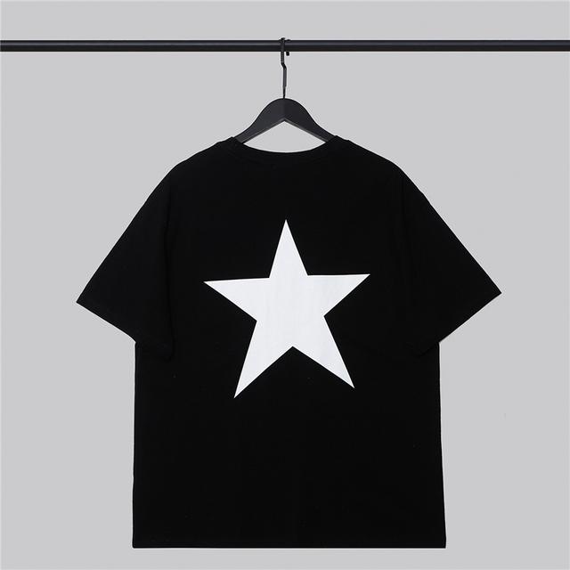 Men's Cotton Loose Top Five-pointed Star Printed Short Sleeve O-neck T-shirt for Man