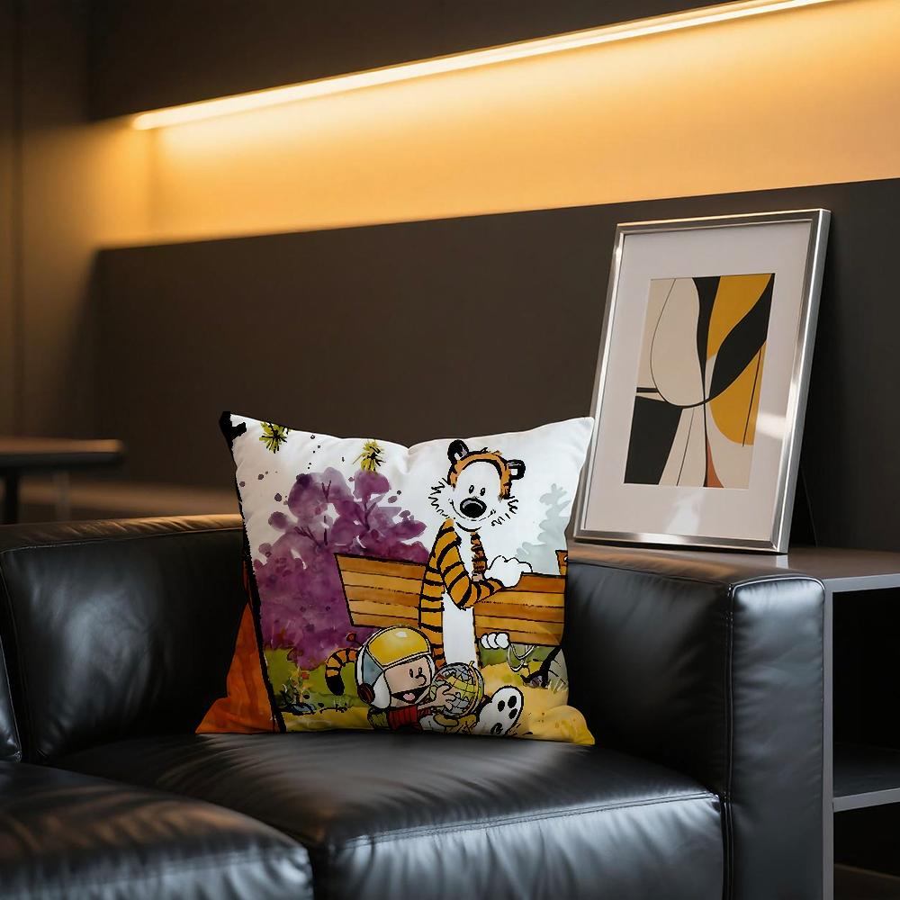 C-Calvin and H-Hobbes cushion cover Comfortable and soft bedding skin friendly leisure sofa car office pillowcase
