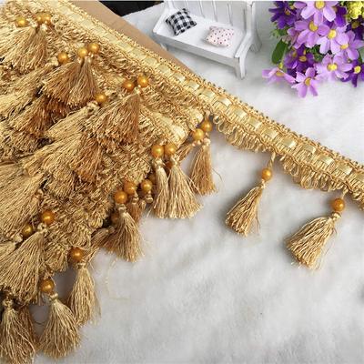12 Yards Bordure à Franges à Pompons pour Rideaux Dentelle Garniture Perle DIY Couture Artisanat Rideaux Coussins Ameublement Tapisserie Décor