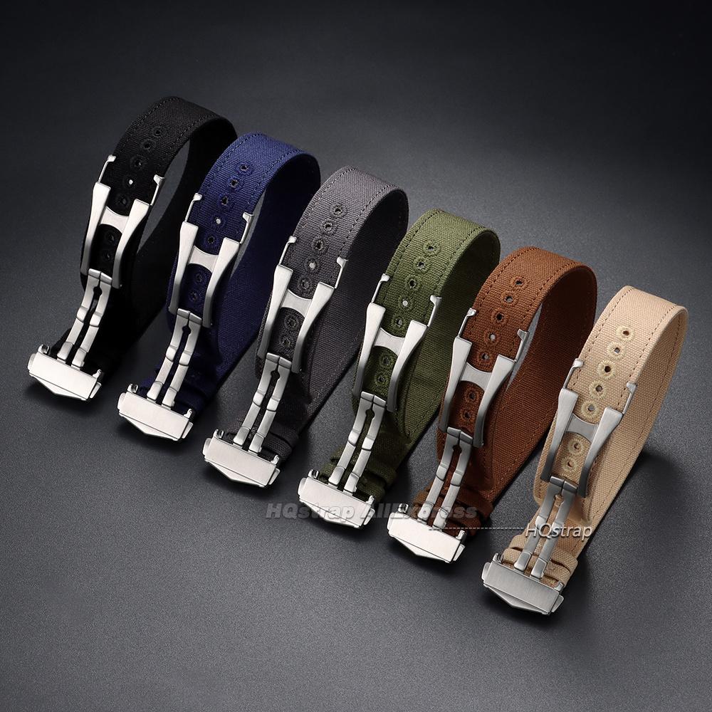Nylon Canvas Watch Strap 20mm 22mm for Omega for Seiko Universal Bracelet Folding Buckle Sport Smartwatch Wrist Band Accessories