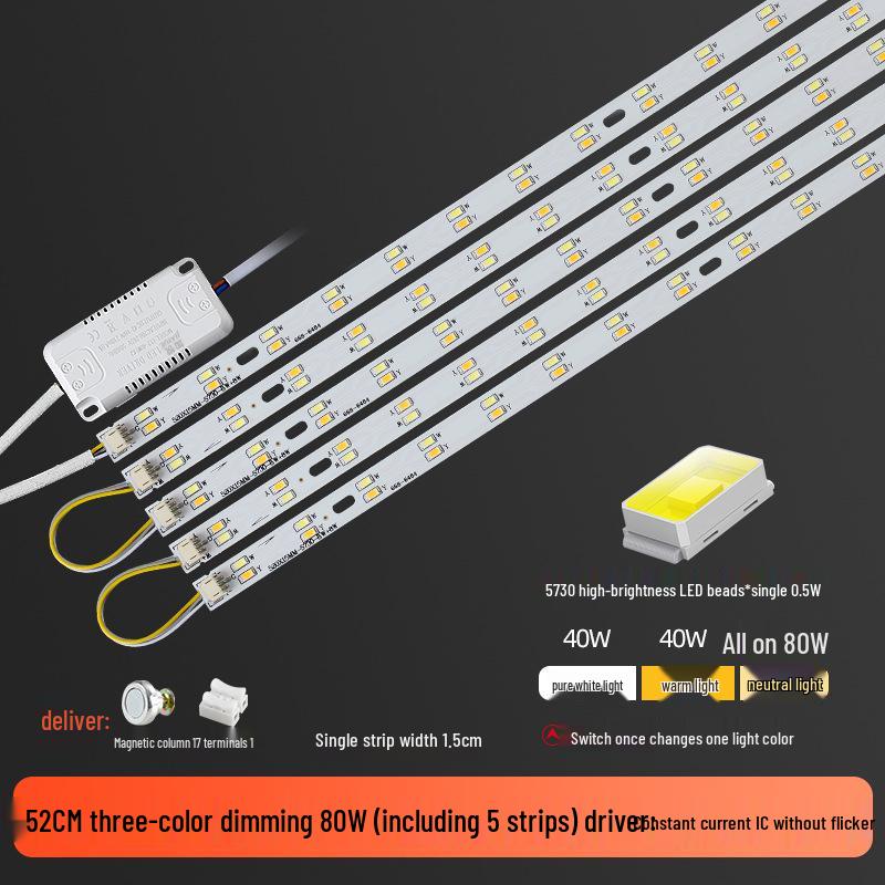 Three-Color LED Strip Light Panel for Living Room Ceiling