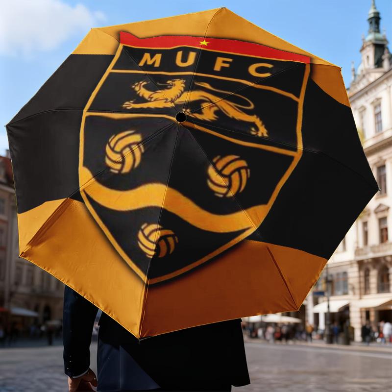 1PC Football Crest Printed Umbrella Folding umbrella, automatic umbrella 8-Frame for Travel, camping Fan gifts Christmas Gifts