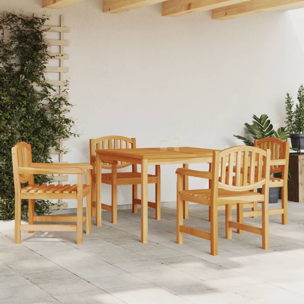 5 Piece Garden Dining Set Solid Teak Wood