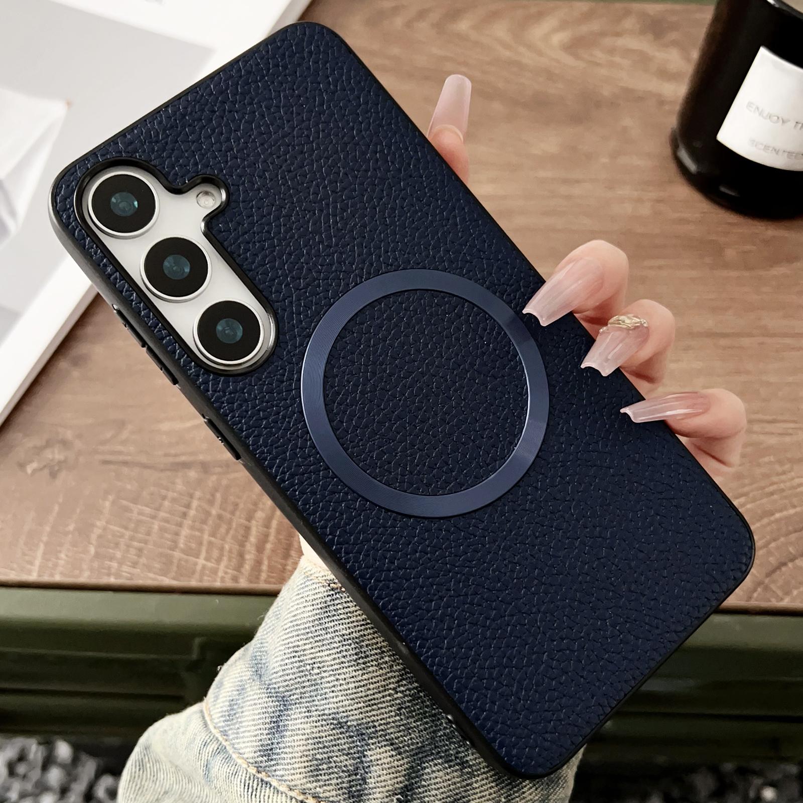 

For Samsung Galaxy A36 5G Case Compatible with MagSafe PU Leather+TPU Phone Back Cover Blue