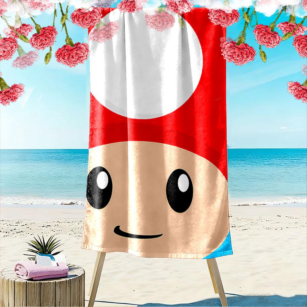 Red Mushroom Cartoon Towel A must-have beach towel for beach travel