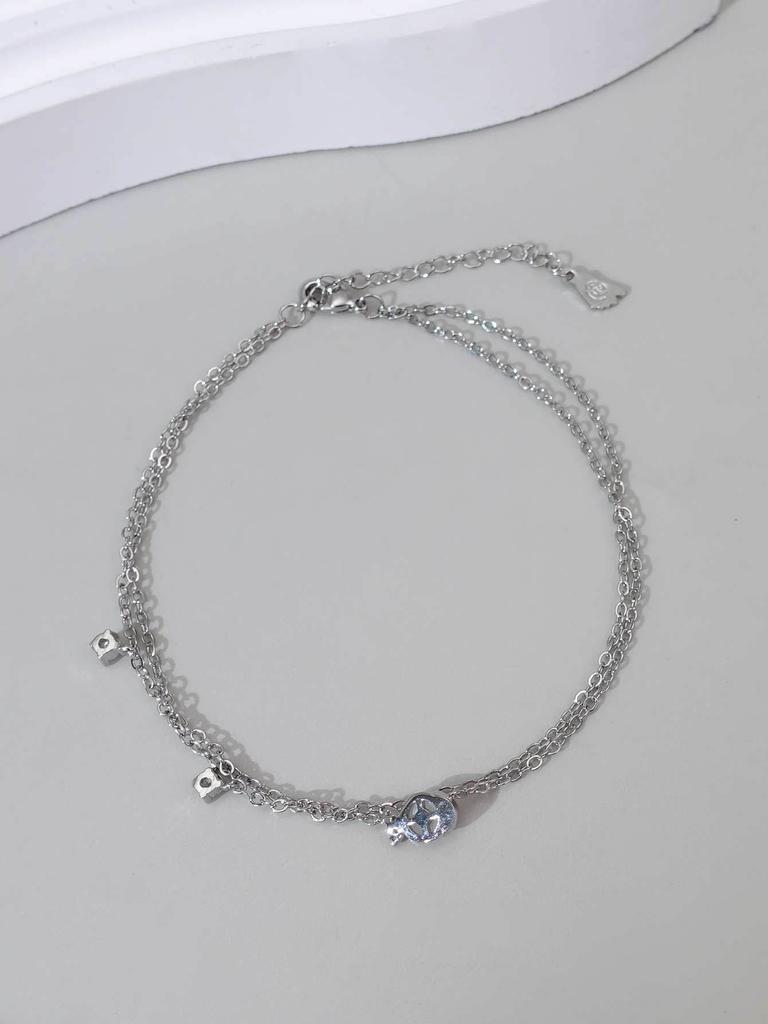 Geometric Square Zircon Anklet Simple Design Sense Niche Foot Chain Femininity High-End Foot Decoration