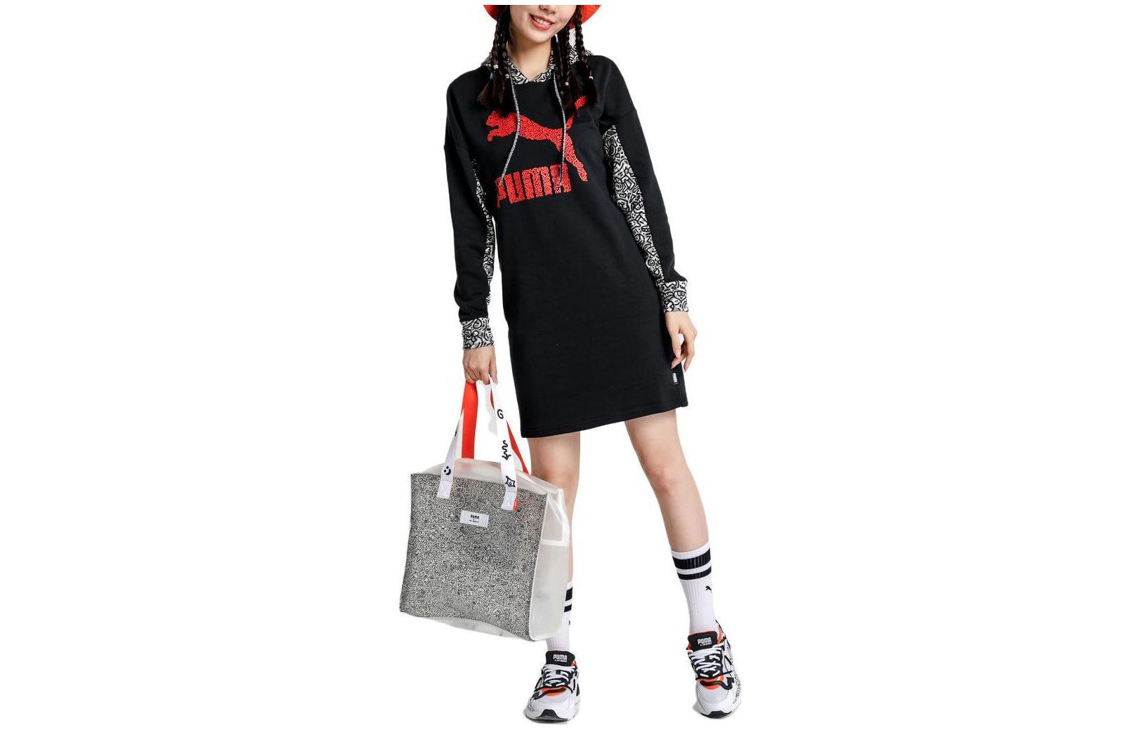 PUMA Long Sleeved Dresses Women s Hooded Moderate Mid Length 598686-01 XS