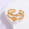 Europäischer Mode Geometrischer 18K Gold-Plattierter Edelstahl Verstellbarer Ring