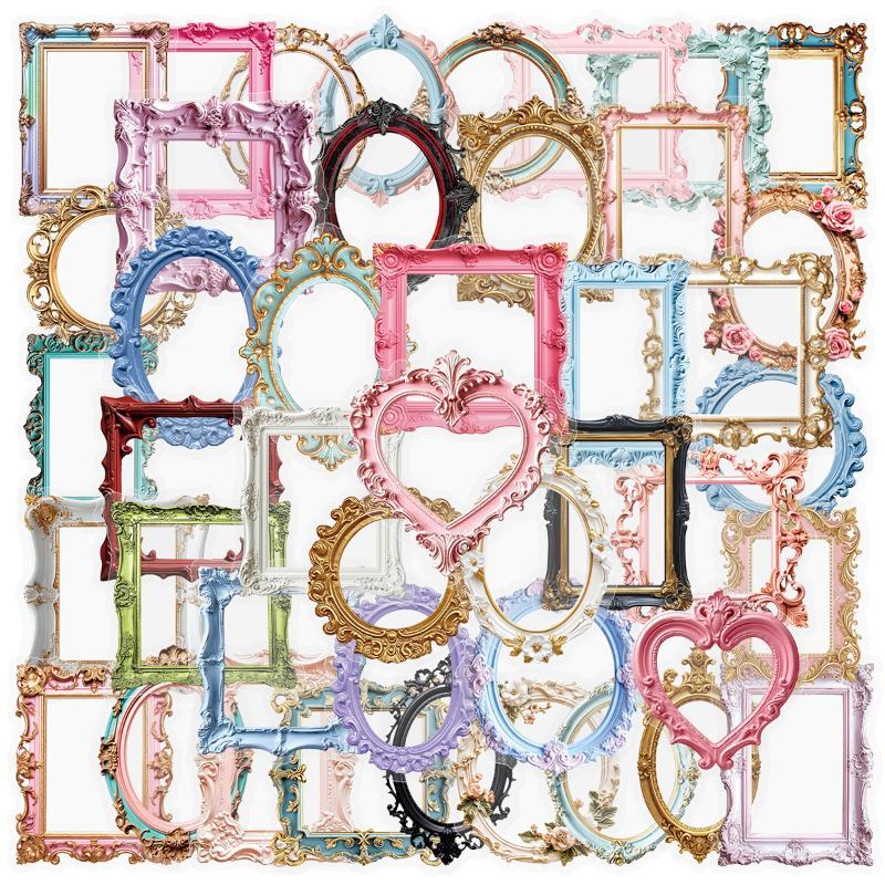 50-Pack Transparent Vintage Pet Photo Frame Stickers Waterproof Decorative Decals For Water Bottles Guitars Notebooks Stationery