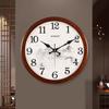 New Chinese Living Room Wall Clock Simple Design Wall Hanging Solid Wood Fashionable Silent Round Bedroom Quartz Clock