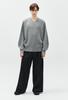 ZIOSONGZIO Whole Garment V-Neck Knit Melange Grey Zh6Kt621Mg