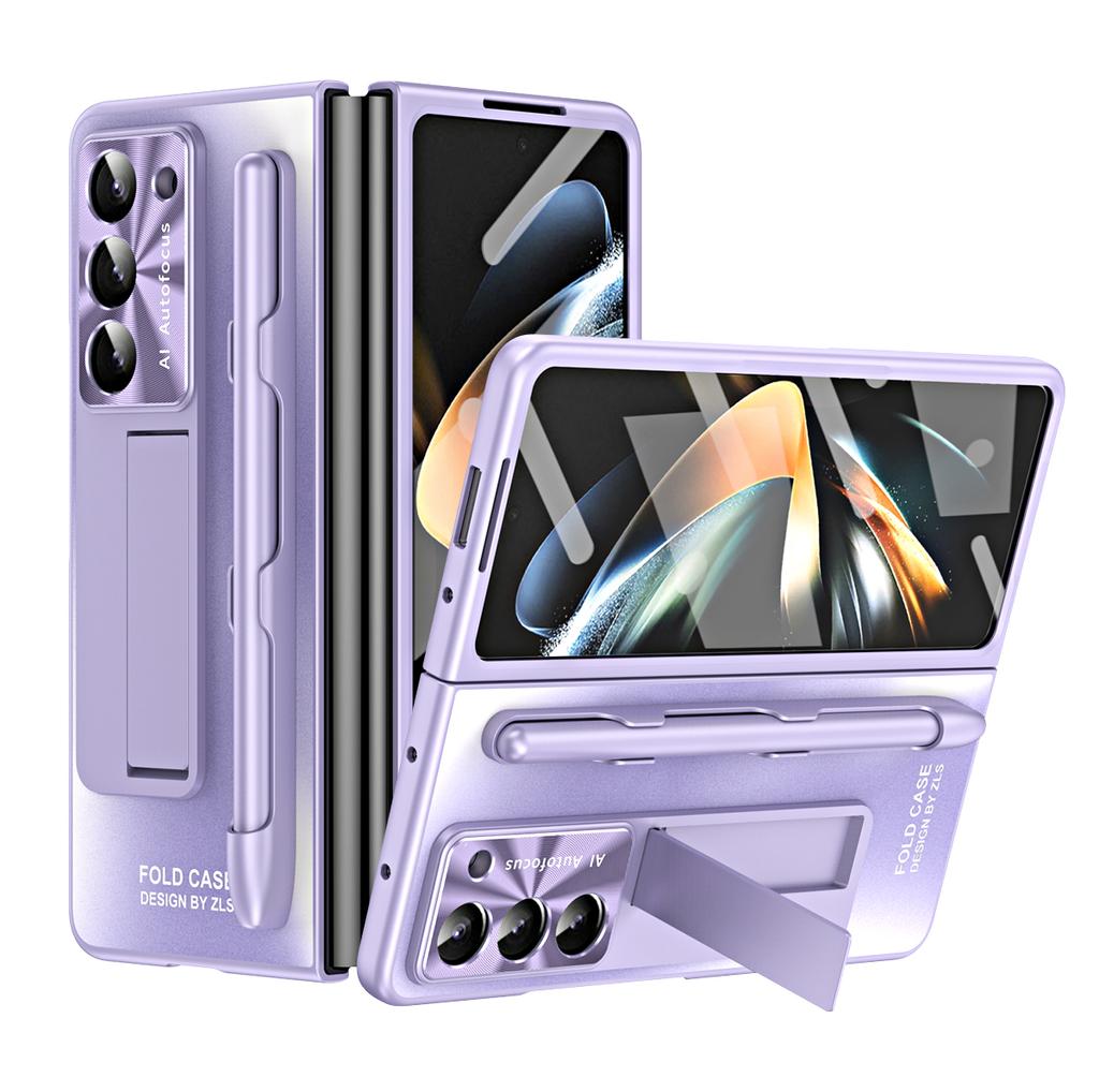 Mattierte Kunststoffhülle Slim Stifthalter Ständer Schutzfolienabdeckung für Samsung Galaxy Fold 6 5 4 3 Ständerhülle mit Halter