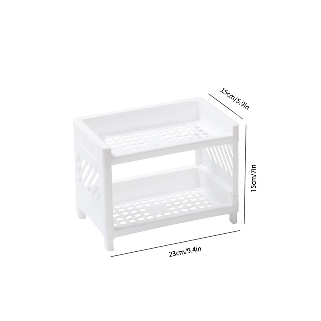 Minimalist Desktop Double-Layer Organizer Rack Household Polymer Restroom Small Stationery Organizing Pure White-colored Versatile
