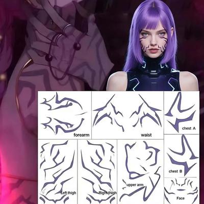 Nuevo Láser Kpop Cazadores de Demonios Rumi Kang Pegatina de Tatuaje Temporal Cara y Cuerpo Pegatina de Tatuaje Para Fiesta de Halloween Regalos