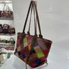 Bag Sheepskin Rhombus Color Matching Shoulder Bag Women'S Bag Shopping Bag Large Capacity Tote Bag