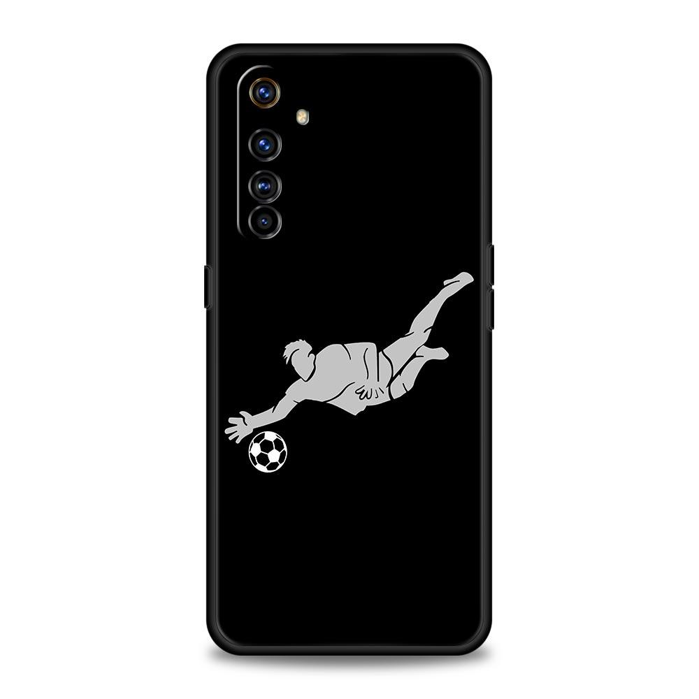 Football Player Soccer Art Phone Case For Realme 12 11 10 6 7 9 Pro Plus 8 5G C35 8i 9i GT2 GT3 GT5 GT Neo 2 3 5 Black Cover