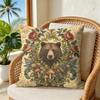 Woodland Botanical Bear And Cub Cushion Cover Double-Sided Plush Sofa Cushion Covers Organic Breathable Invisible Zipper