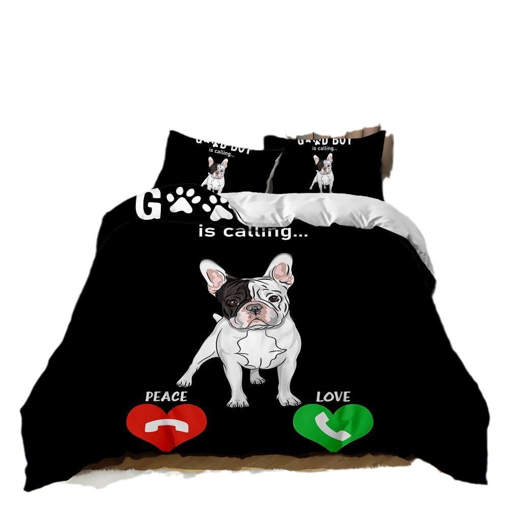 Cute Cartoon Dog Bedding Sets Spotted Dog Bulldog Comforter Bed Cover Duvet Cover Pillow Case 2-3 Pieces Sets Kids Adult Size EU Single 135x200cm