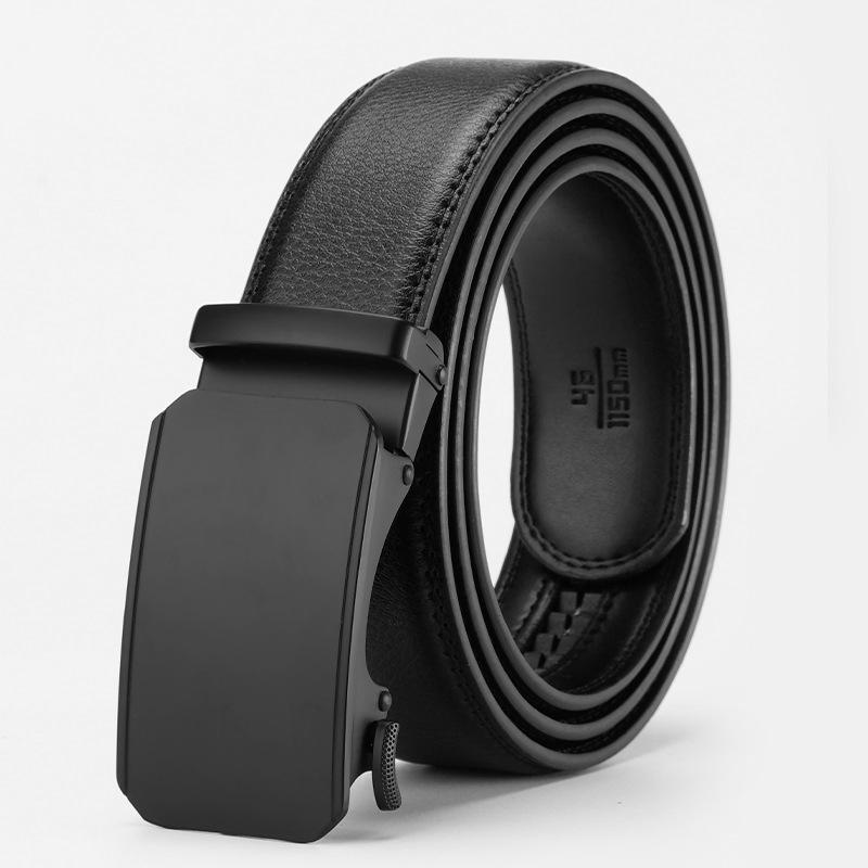

Men s New Leather Belt Belt Business Casual Simple Middle Aged and Young Genuine Leather Belt Automatic Buckle Leather Belt Men 130cm