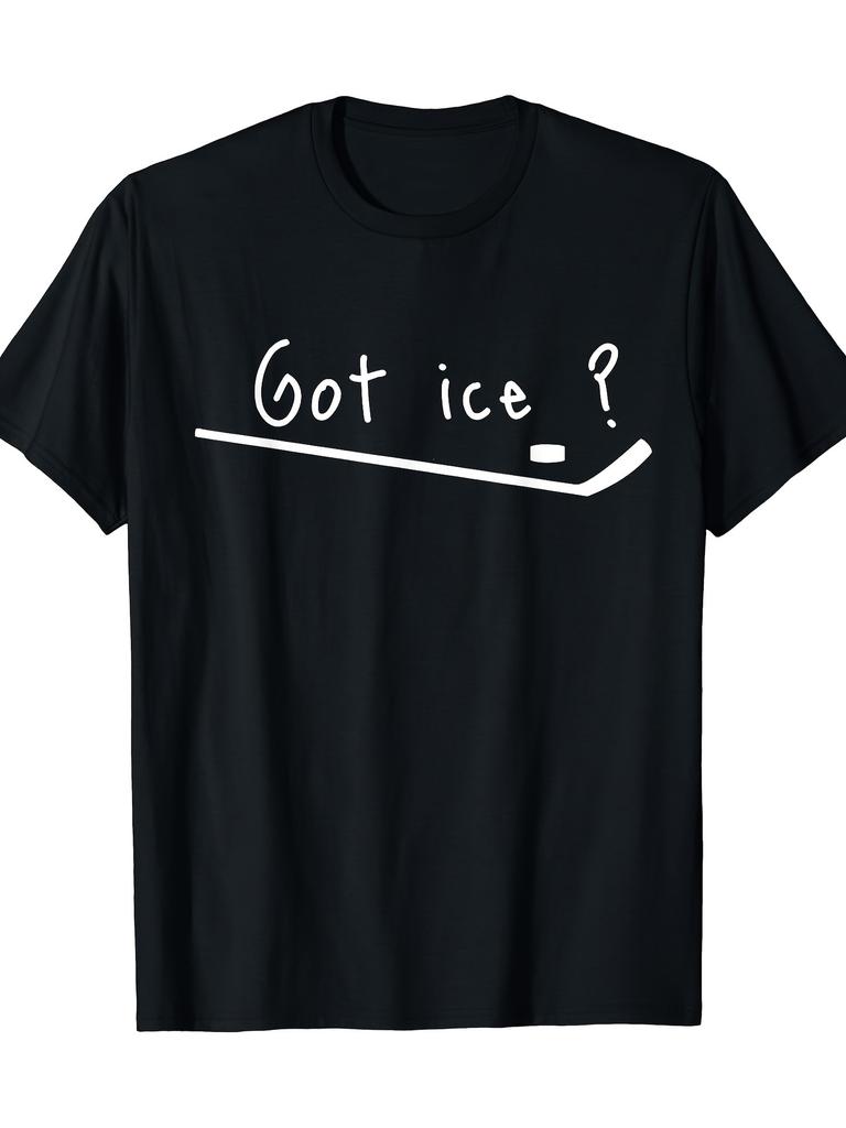 Herren T-Shirt mit Eishockey-Puck-Grafik, lässig, kurzärmelig, Baumwolle, atmungsaktiv