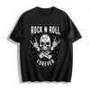 Vintage Rock N Roll Forever Skull Print Punk Streetwear Unisex Tee Pure Cotton T-shirt