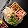 ZISIZ Bamboo Divided Serving Tray for Hot Pot