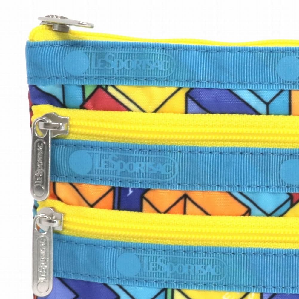 LeSportsac 7158 Cosmetic Pouch LC59 Tetromino City 3-Zip Blocks/Turq [Used]