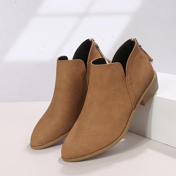 Autumn and winter new suede Martin boots women's thick heel rear zipper women's short boots