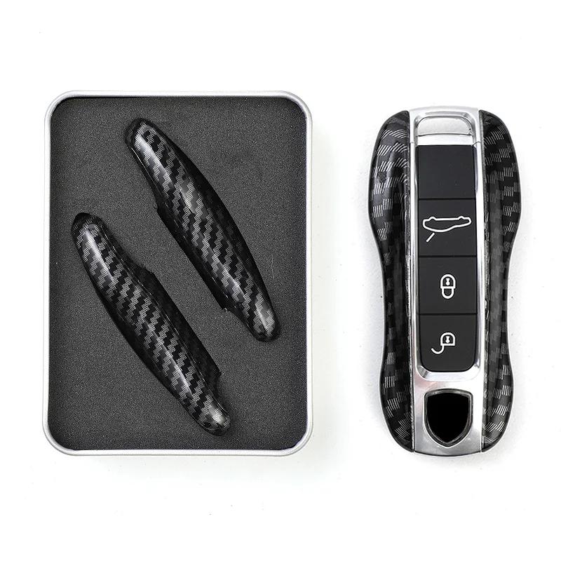 Interior Mouldings For Porsche Boxster Cayman Panamera Cayenne 911 car key cover 918 997 991 carbon fiber key case car accessori