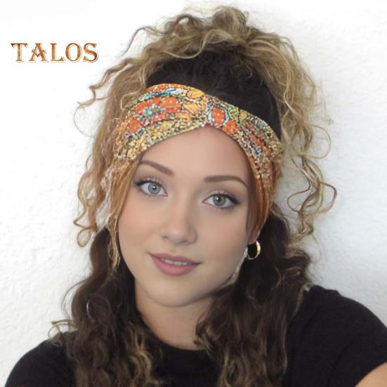 Women Elastic Headband Wide Design Floral Pattern Knotted Hair Band Non Slip Sweat Headband Yoga Running Sport Hair Accessories