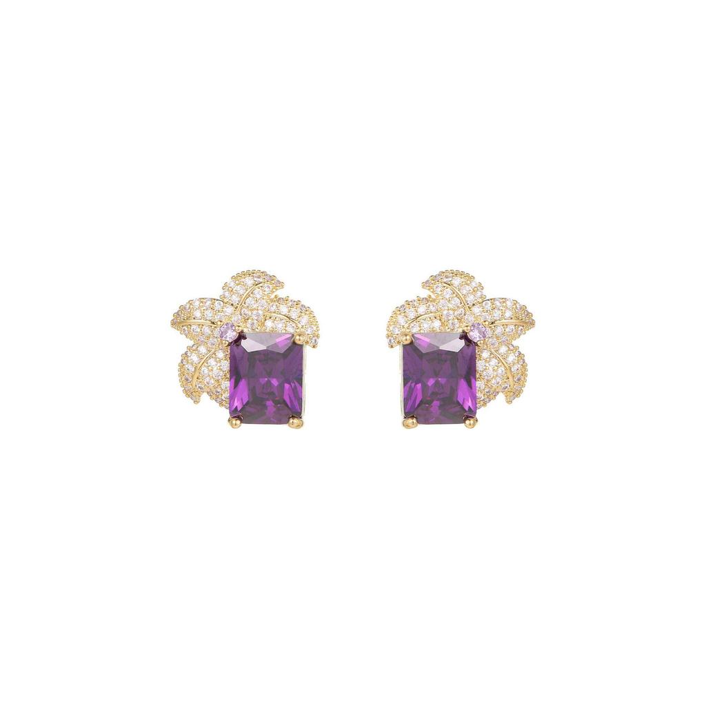 S925 Silver Needle Luxury Zircon Flower Earrings - Shimmering Square Studs for Women
