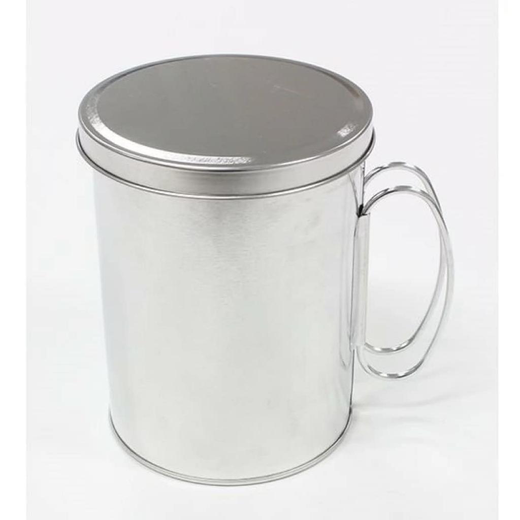 3-Piece Oil Pot Set with Lid and Strainer, Simple Stainless Steel Round Shape, Stylish 700ml, Kitchen Oil Container, Oil Pot