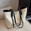 Large capacity canvas bag women's 2025 new summer casual shoulder bag college student class commuter bag tote bag