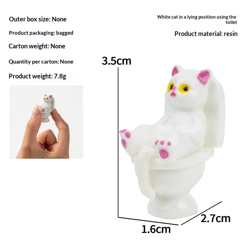 1Pcs Funny Toilet Cat Figurine Resin Mini Cat Statue Cute Animal Desktop Ornament For Home Cabinet Decoration Gift