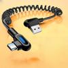 1 Stück 90-Grad-Winkel Auto USB C auf Typ C Schnellladekabel 6A Kurzes Spiral-Datenkabel für Telefon Xiaomi Ladekabel