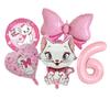 5pcs Marie Cat Bow Balloons Pink Girls Birthday Party Balloons Decoration Cartoon Marie Cat Animal Pet Balloon Baby Shower Decor