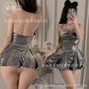Domila's New Sexy and Fashionable Neck and Waist Slim-fitting Glossy Ruffle Edge Sexy Underwear Dress F451