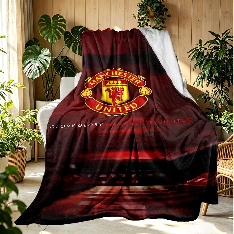 Football United F.C Pattern Blanket for Home Decoration, Bed, Sofa, Car Travel, Camping, Suitable for All Seasons, Birthday Christmas Gift