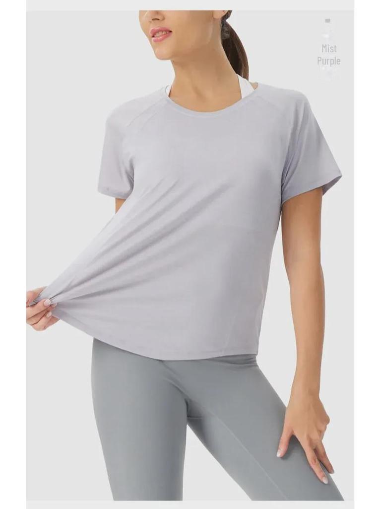 Dam Lös Passform Yoga Topp – Andningsbar Meshrygg, Snabbtorkande Löpar T-shirt, Kortärmad Träningsblus