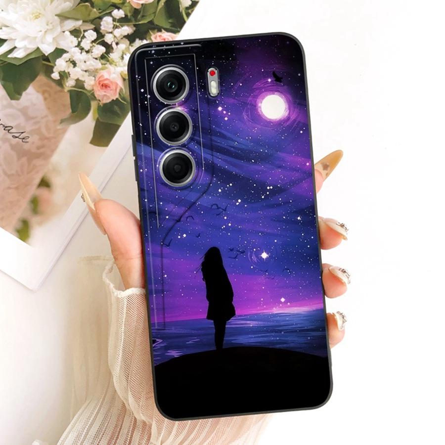 For Tecno Camon 40 Pro 4G Case CM6 Cover bow flower Painted Case Soft Silicone Bumper For Tecno Camon40 4G 40Pro Case Capa