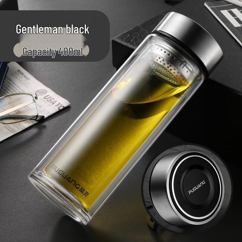Fugang Double-Layer Heat-Insulated Glass Tea Infuser Bottle