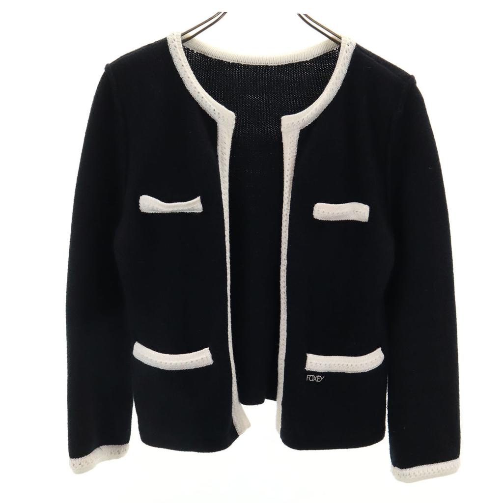 FOXEY NEW YORK Long Sleeve Cardigan 38 Black Women Used