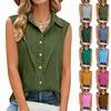 Women's Fashion Summer V-Neck Sleeveless Blouse Loose Fit Casual Top for Daily Wear