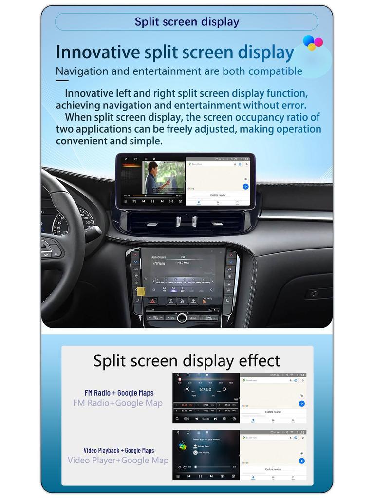 Compatible with Infiniti QX50 18-24 Model: 12.3-inch Android Central Control Screen and DVD Navigation System.
