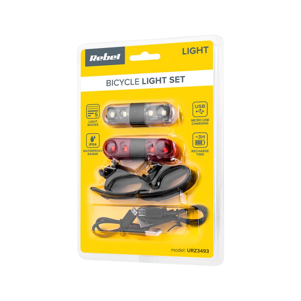 Rebel LED USB Rear Front Bike Light 2 pcs