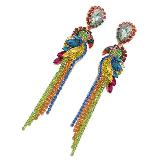 

Серебряные иглы s925 с кисточками, цветные бриллиантовые серьги с попугаем, винтажные вечерние простые серьги для женщин, модные украшения (5 шт. бесплатной доставки) бронзовый